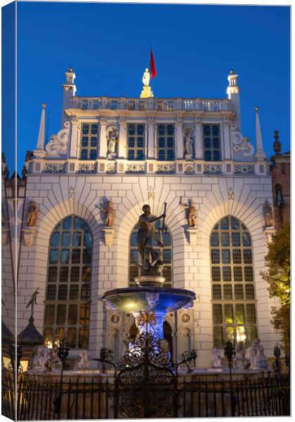 Neptune Fountain And Artus Court In Gdansk Canvas Print by Artur Bogacki
