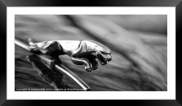 Jaguar Car Bonnet Mascot Framed Mounted Print by Corinne Mills