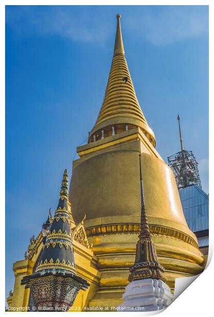 Gold Pagoda Phra Siratana Chedi Grand Palace Bangkok Thailand Print by William Perry