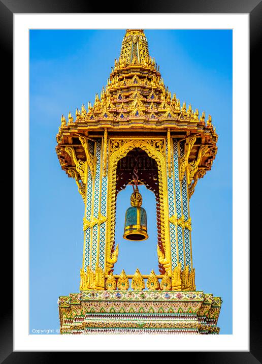 Porcelain Golden Bell Tower Pagoda Grand Palace Bangkok Thailand Framed Mounted Print by William Perry