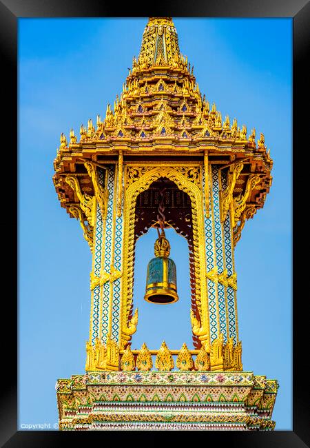 Porcelain Golden Bell Tower Pagoda Grand Palace Bangkok Thailand Framed Print by William Perry