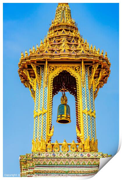 Porcelain Golden Bell Tower Pagoda Grand Palace Bangkok Thailand Print by William Perry