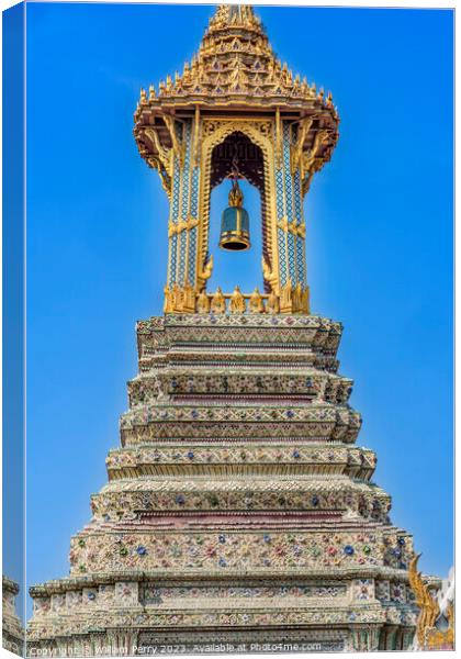 Porcelain Bell Tower Pagoda Grand Palace Bangkok Thailand Canvas Print by William Perry