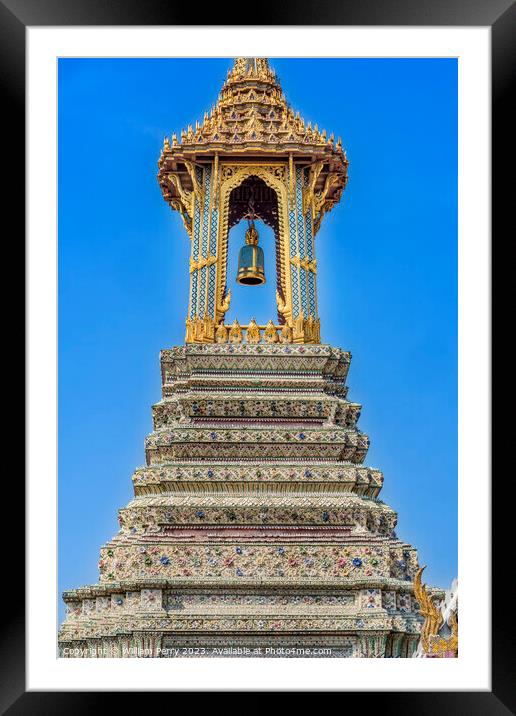 Porcelain Bell Tower Pagoda Grand Palace Bangkok Thailand Framed Mounted Print by William Perry