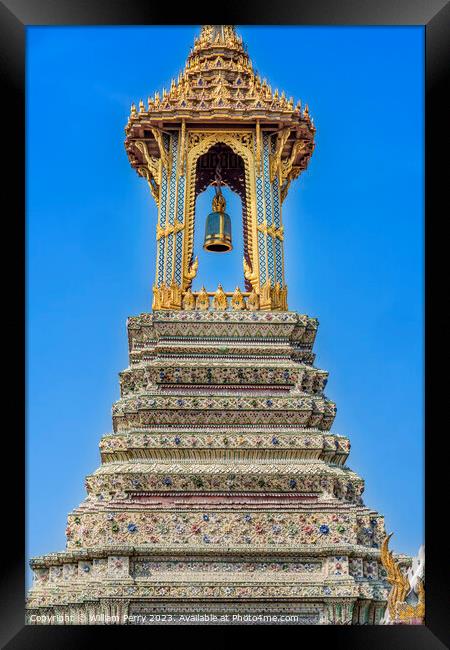 Porcelain Bell Tower Pagoda Grand Palace Bangkok Thailand Framed Print by William Perry