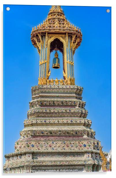 Porcelain Bell Tower Pagoda Grand Palace Bangkok Thailand Acrylic by William Perry