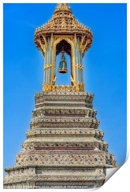 Porcelain Bell Tower Pagoda Grand Palace Bangkok Thailand Print by William Perry