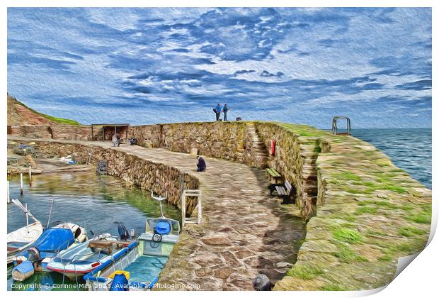 Crail Harbour - oil paint effect Print by Corinne Mills