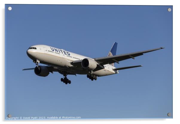 United Airlines Boeing 777   Acrylic by David Pyatt