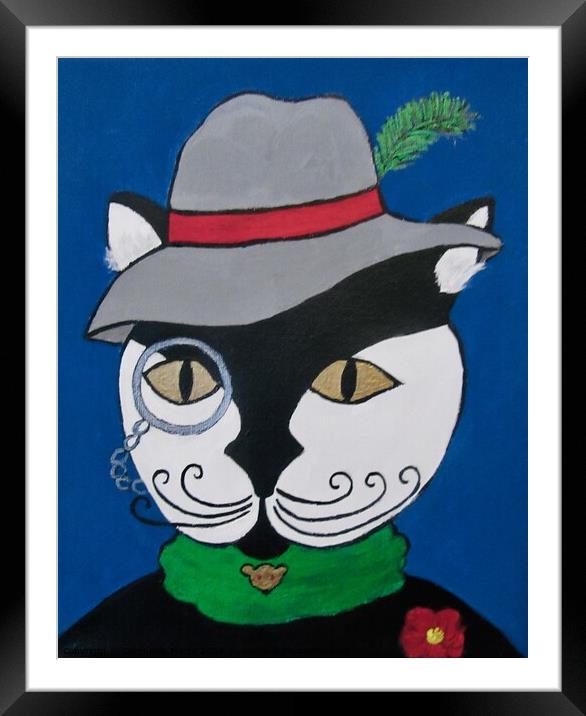Debonair Cat Framed Mounted Print by Stephanie Moore