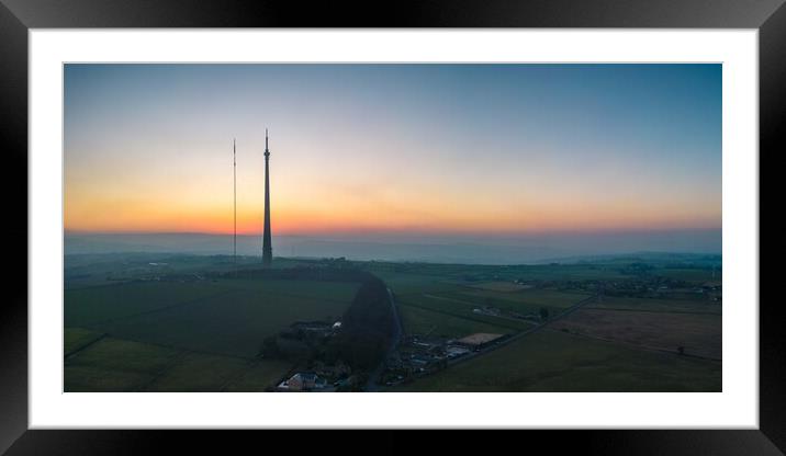 Emley Moor TV Mast Framed Mounted Print by Apollo Aerial Photography