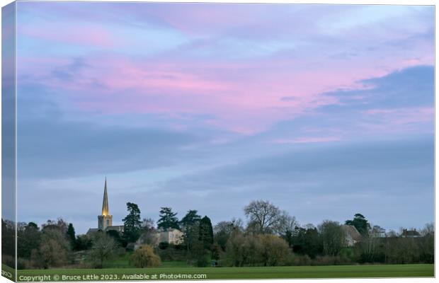 Mauve Skies Over Bredon Church Canvas Print by Bruce Little