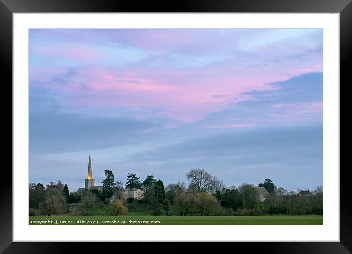 Mauve Skies Over Bredon Church Framed Mounted Print by Bruce Little