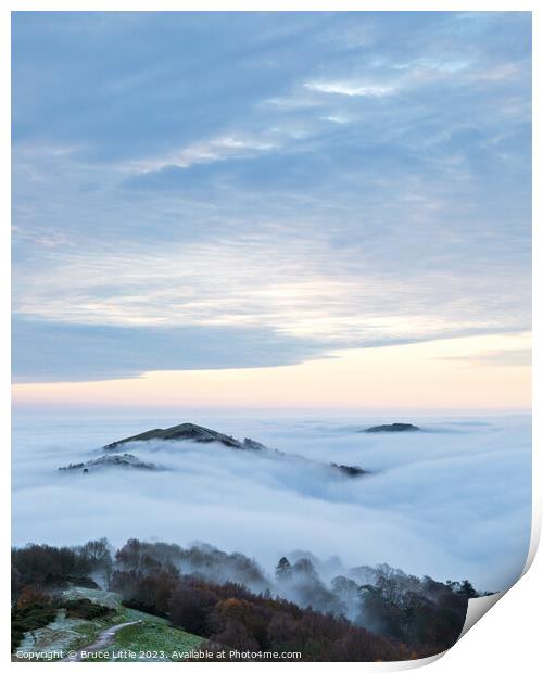 Ethereal Malvern Hills at Dawn Print by Bruce Little