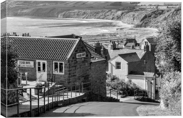 Robin Hoods Bay Black and White Canvas Print by Tim Hill