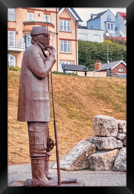 Filey Fisherman Sculpture Framed Print by Tim Hill