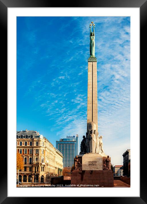 Riga Freedom Monument Framed Mounted Print by Antony McAulay
