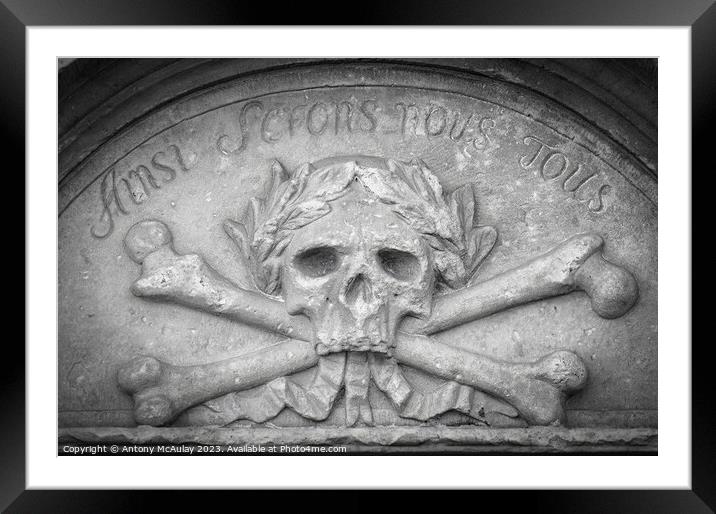 Stone Skull and Crossbones Framed Mounted Print by Antony McAulay