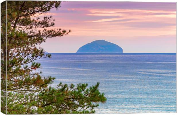 Pink Sky Around Ailsa Craig Canvas Print by Valerie Paterson