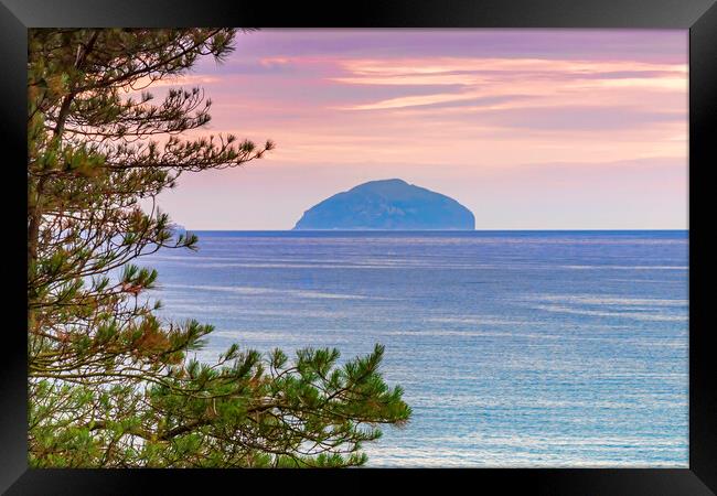 Pink Sky Around Ailsa Craig Framed Print by Valerie Paterson
