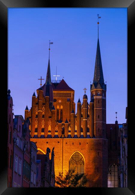 Gothic St Mary Basilica In Gdansk At Dusk Framed Print by Artur Bogacki