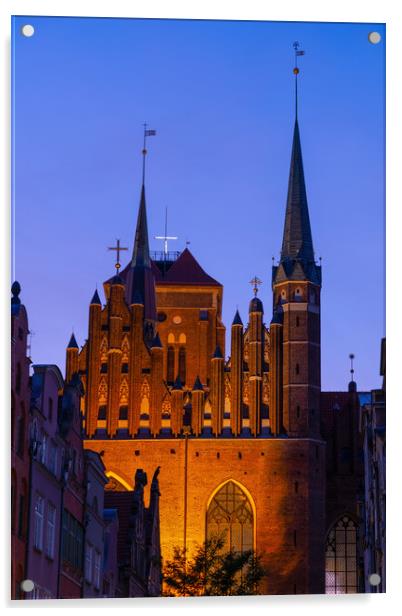 Gothic St Mary Basilica In Gdansk At Dusk Acrylic by Artur Bogacki