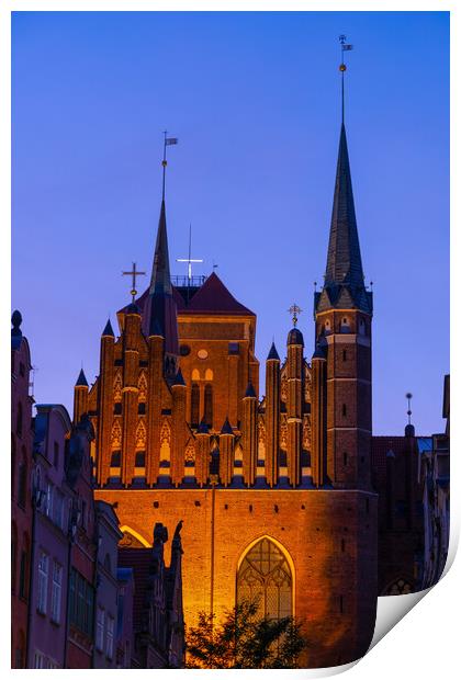 Gothic St Mary Basilica In Gdansk At Dusk Print by Artur Bogacki