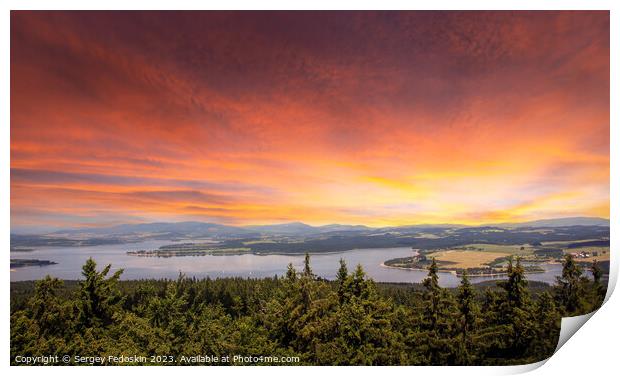 Lipno lake, Sumava National Park, Southern Bohemia, Czechia. Print by Sergey Fedoskin