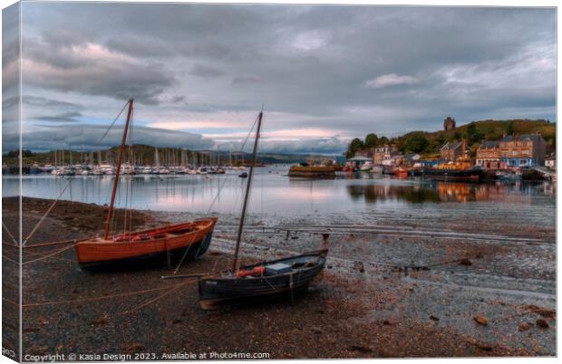 Traditional Fishing Boats in Tarbert Harbour Canvas Print by Kasia Design