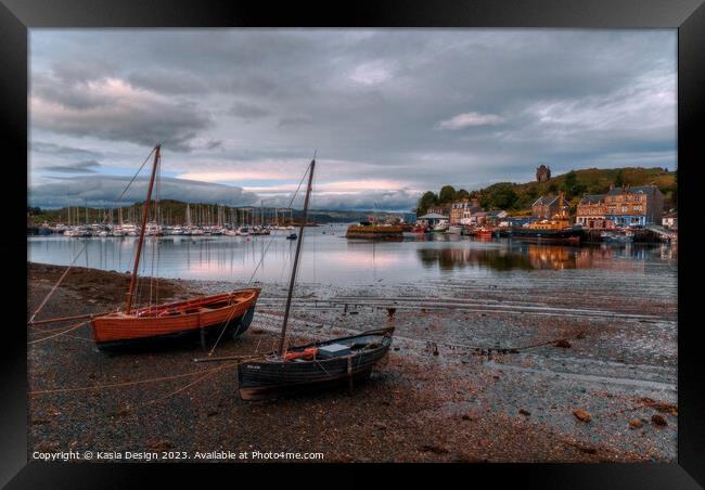 Traditional Fishing Boats in Tarbert Harbour Framed Print by Kasia Design
