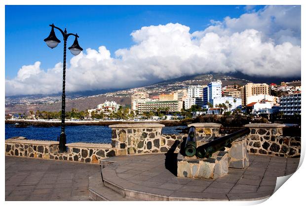 View of Puerto de la Cruz from Plaza de Europa, Tenerife, Canary Print by Fabrizio Troiani