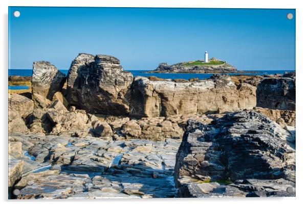Godrevy Lighthouse Acrylic by Tim Hill