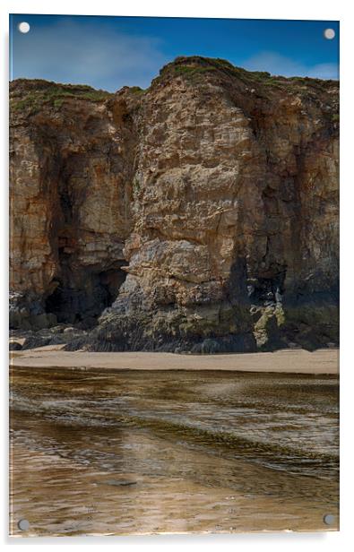 Perranporth Cliffs Acrylic by Glen Allen