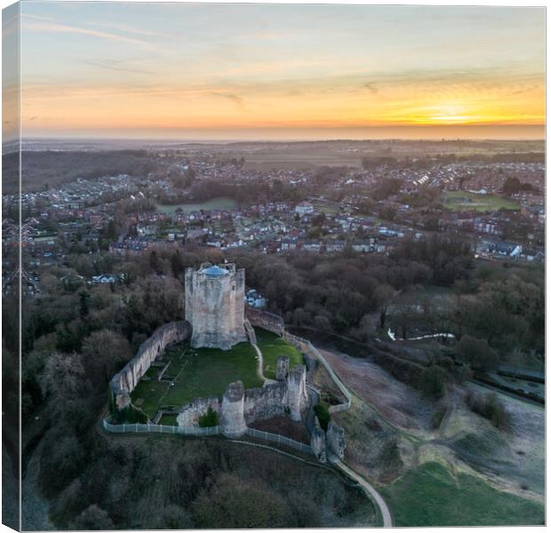 Conisbrough Castle Sunrise Canvas Print by Apollo Aerial Photography