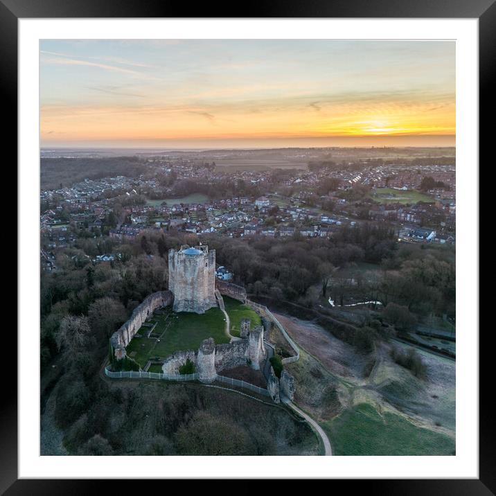 Conisbrough Castle Sunrise Framed Mounted Print by Apollo Aerial Photography