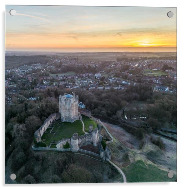 Conisbrough Castle Sunrise Acrylic by Apollo Aerial Photography