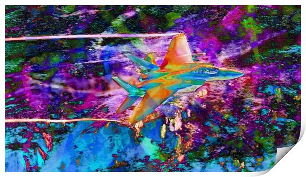 Colourful F15 Modern Art Print by Alan Tunnicliffe