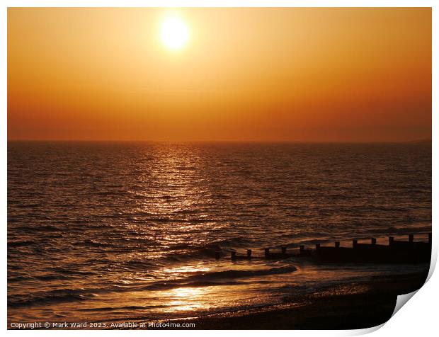Sussex Seaside Sunset Print by Mark Ward