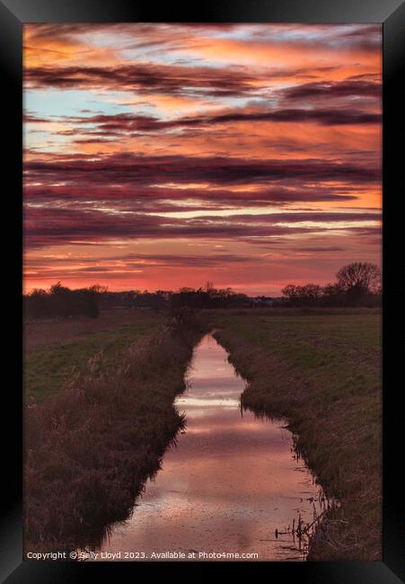 Majestic Sunset Reflection over St Benets Abbey Framed Print by Sally Lloyd