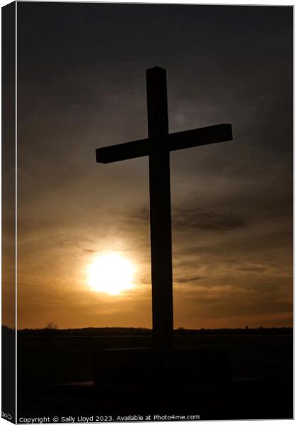 The Peaceful Cross of Sunset at St Benets Abbey Canvas Print by Sally Lloyd
