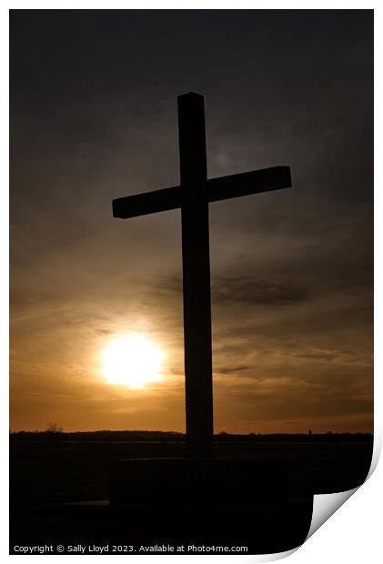 The Peaceful Cross of Sunset at St Benets Abbey Print by Sally Lloyd