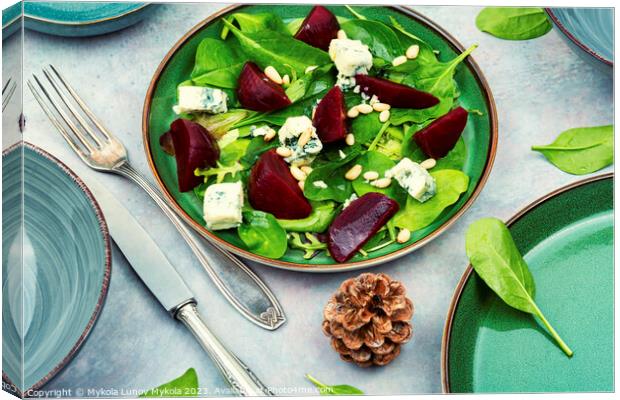 Beetroot salad with blue cheese and pine nuts Canvas Print by Mykola Lunov Mykola