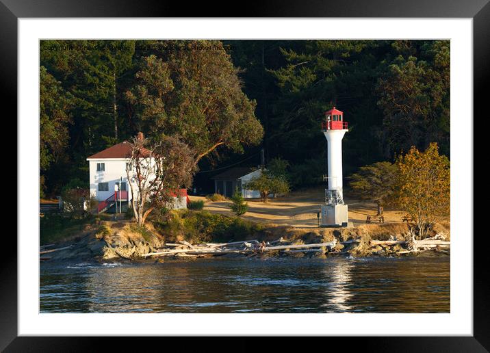 Active Pass Lighthouse - Mayne Island Framed Mounted Print by rawshutterbug 