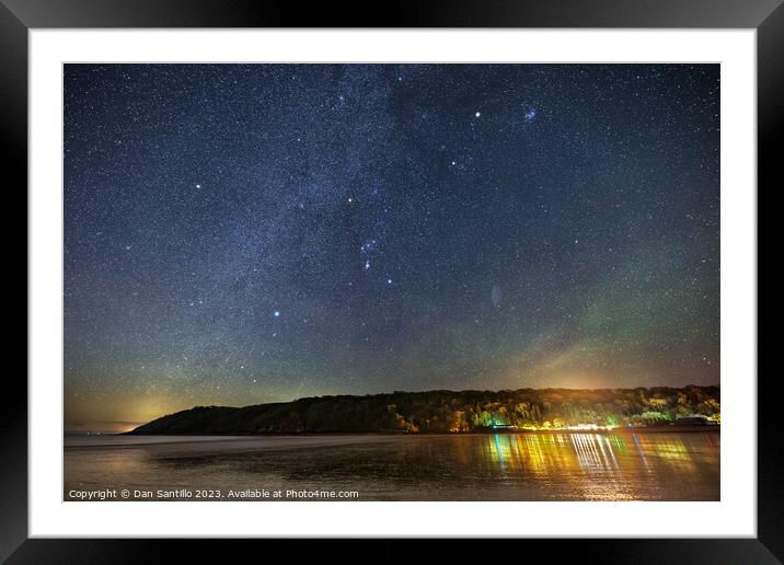 Oxwich Bay on Gower at Night Framed Mounted Print by Dan Santillo