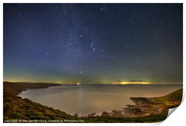 Fall Bay on Gower in Wales at Night Print by Dan Santillo