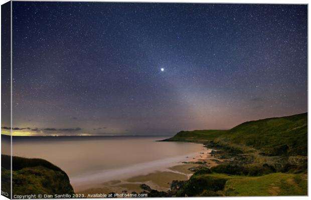 Fall Bay on Gower in Wales at Night Canvas Print by Dan Santillo