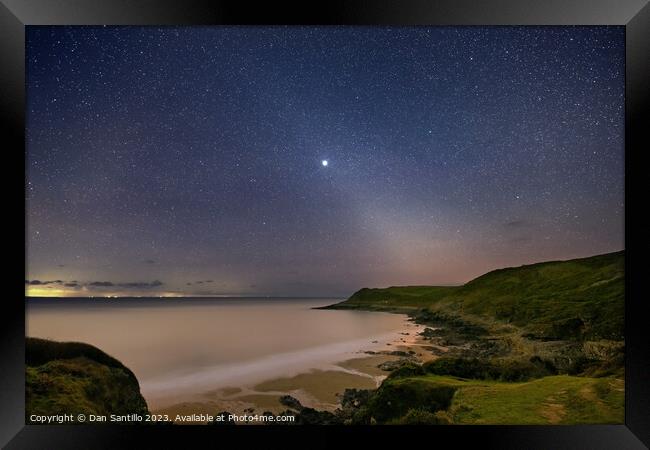 Fall Bay on Gower in Wales at Night Framed Print by Dan Santillo