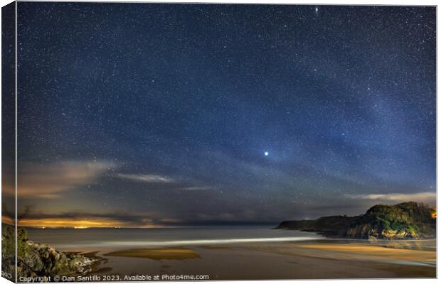 Caswell Bay on Gower in Wales at Night Canvas Print by Dan Santillo
