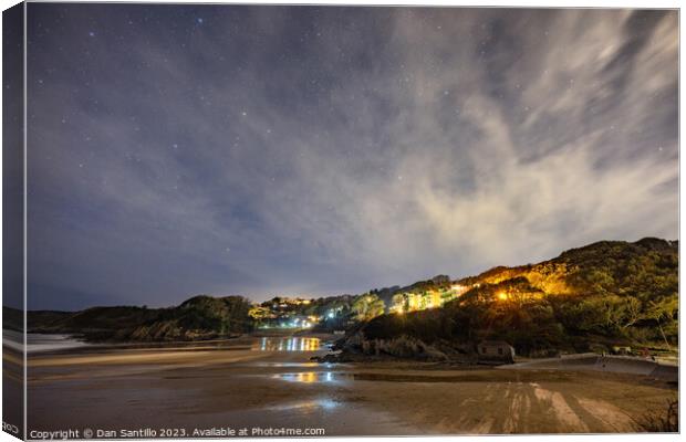 Outdoor Caswell Bay on Gower in Wales at Night Canvas Print by Dan Santillo