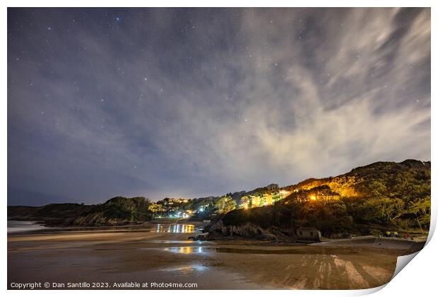 Outdoor Caswell Bay on Gower in Wales at Night Print by Dan Santillo